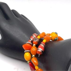 Fabulous Vintage Murano Italy Art Glass Beads Memory Wrap Bracelet